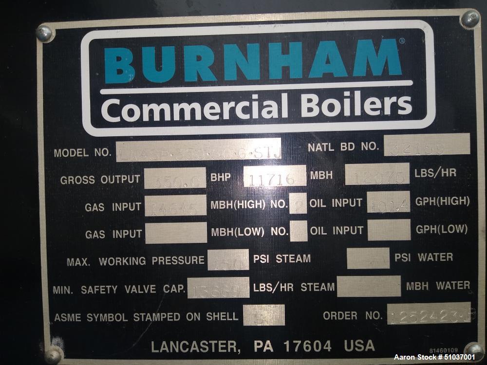 Used- Burnham Fire Tube Boiler