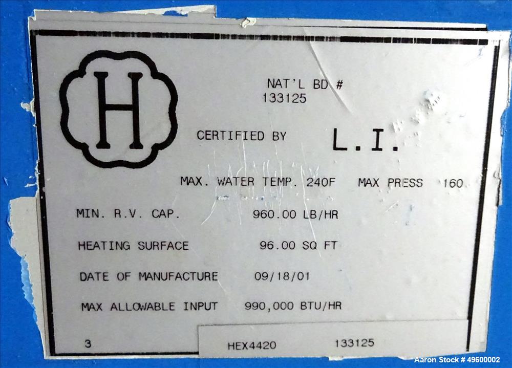 Used Lochinvar Gas-Fired Hot Water Boiler – Model CWN0985PM, 985,000 BTU Input