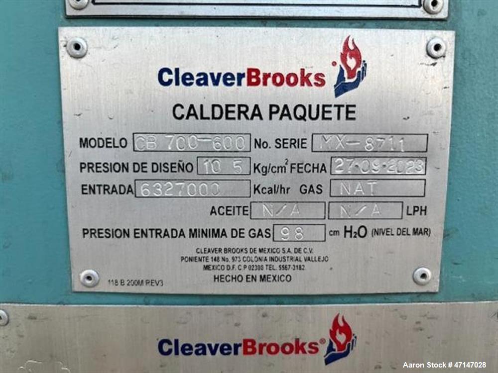 Unused Cleaver-Brooks CB 700-600 Natural Gas Boiler – 600 HP, 150 PSI (2023)
