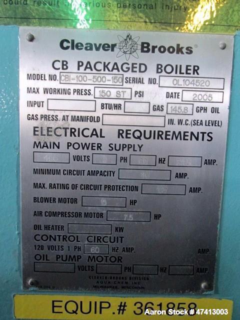 Used Cleaver Brooks 500HP Packaged Steam Boiler