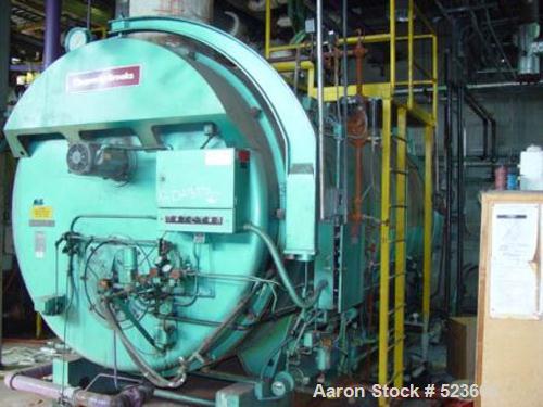 USED: Cleaver Brooks fire tube packaged boiler, 21,569 lbs/hour @ 150 psi, 500 hp, model CB400-500. Dual fuel, natural gas/o...