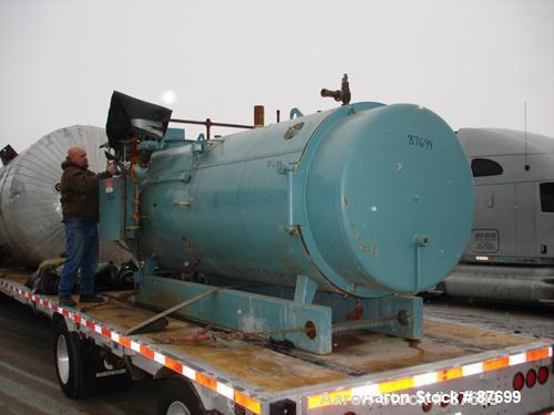 USED: Cleaver Brooks packaged firetube boiler, model CB700-80. 80 hp, input 3,350,000 btu/hour. 2760#/hour of steam at 212 deg F, 400 square feet heating surface fireside, 441 waterside, 150 psig des...