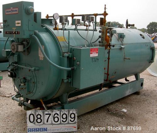 USED: Cleaver Brooks packaged firetube boiler, model CB700-80. 80 hp, input 3,350,000 btu/hour. 2760#/hour of steam at 212 deg F, 400 square feet heating surface fireside, 441 waterside, 150 psig des...