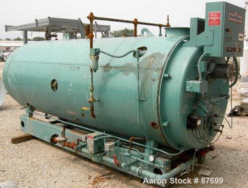 USED: Cleaver Brooks packaged firetube boiler, model CB700-80. 80 hp, input 3,350,000 btu/hour. 2760#/hour of steam at 212 deg F, 400 square feet heating surface fireside, 441 waterside, 150 psig des...