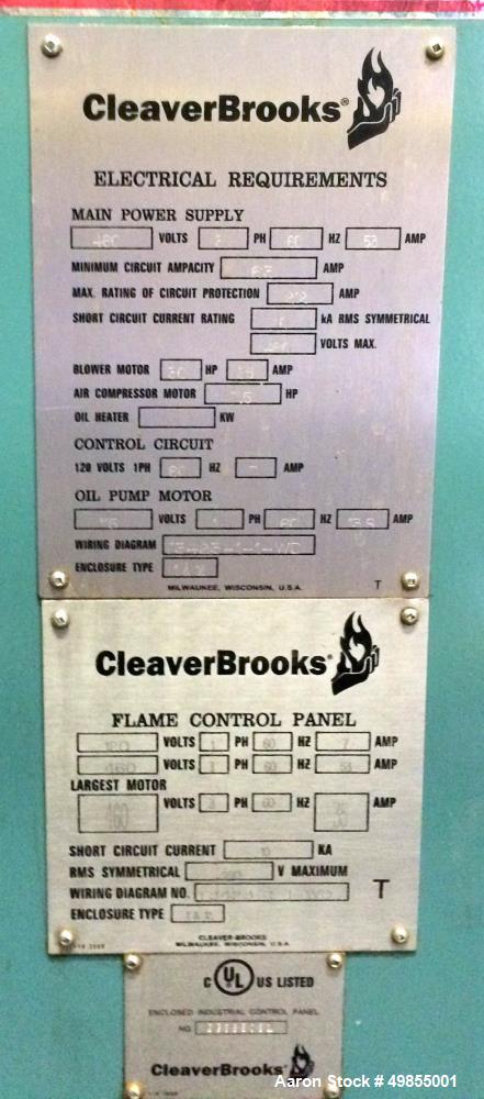 Used- Cleaver Brooks Boiler, Model CBEX-E 200-500-50ST.