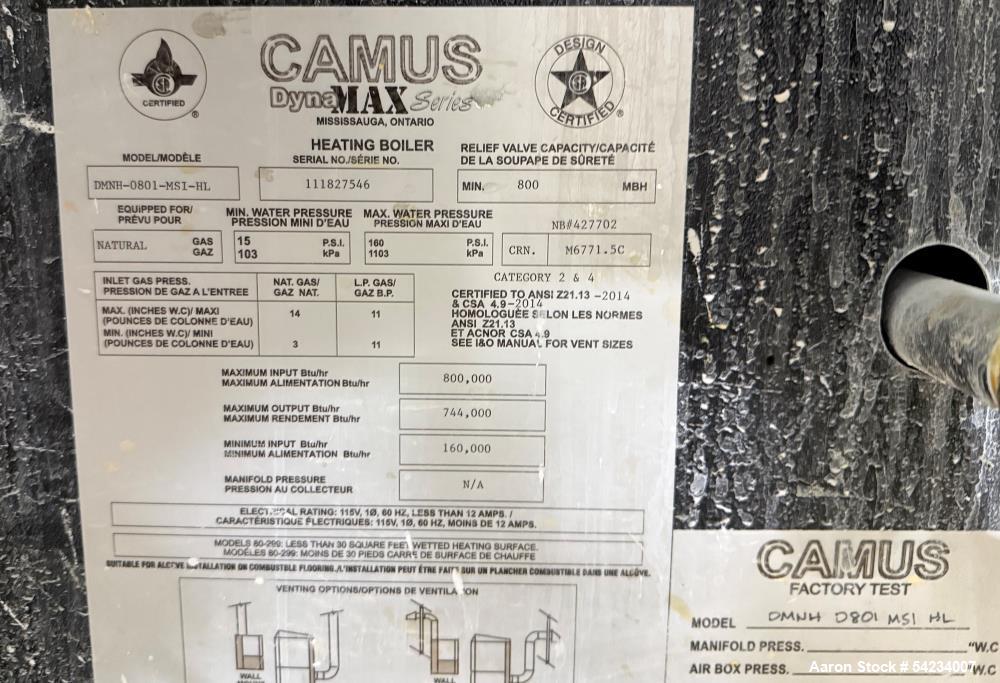 Industrial Camus Hydronic Boiler – 744,000 BTU Output, Natural Gas