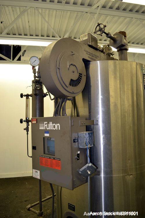 Used Fulton Model ICS 20 Fuel Fired Vertical Tubeless Steam Boiler.  Natural gas, approximately 20 hp.  Rated 690 pounds of steam per hour.  Approximately 840,000 btu/hour input, rated 15 psi.  Inclu...