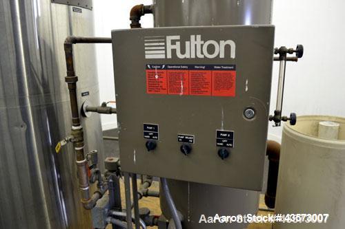 Used Fulton Model ICS 20 Fuel Fired Vertical Tubeless Steam Boiler. Natural gas, approximate 20 hp. Rated 690 pounds of steam per hour, approximately 840,000 btu/hour input, rated 15 psi. Includes a ...