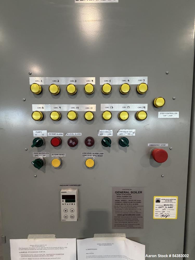 Used General Boiler Electric Steam Boiler 504 kW / 1,773 lbs/ hour. – 480V Industrial Boiler