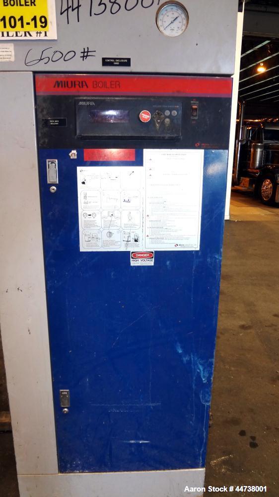 Used Miura Natural Gas Fired Steam Boiler, Model LX-100, Serial# 46S421417. Utilization horsepower 100, heating surface 248 square feet, maximum pressure 170 psi, design temperature 400 degrees F., m...