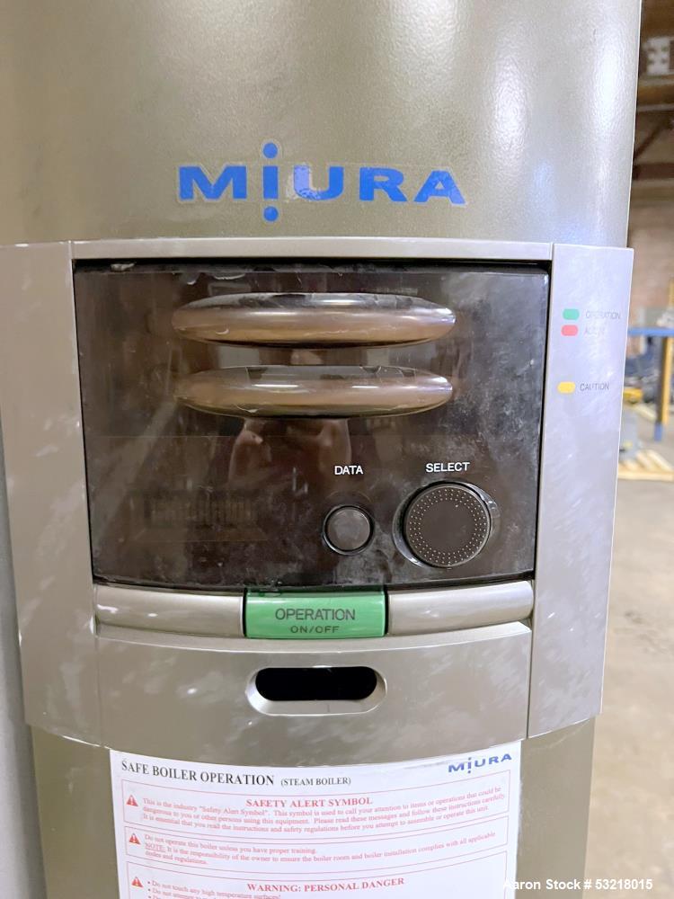 Used Miura LX Gas Fired Steam Boiler, Model LX-150 SG-07. 150HP. Maximum pressure 170 psi. Maximum steaming capacity 5,175 lb/hr. Heating surface area 388 square feet. Design temperature 400 degrees ...