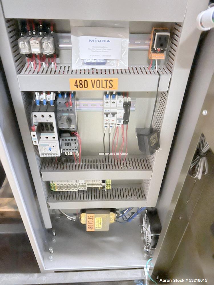 Used Miura LX Gas Fired Steam Boiler, Model LX-150 SG-07. 150HP. Maximum pressure 170 psi. Maximum steaming capacity 5,175 lb/hr. Heating surface area 388 square feet. Design temperature 400 degrees ...