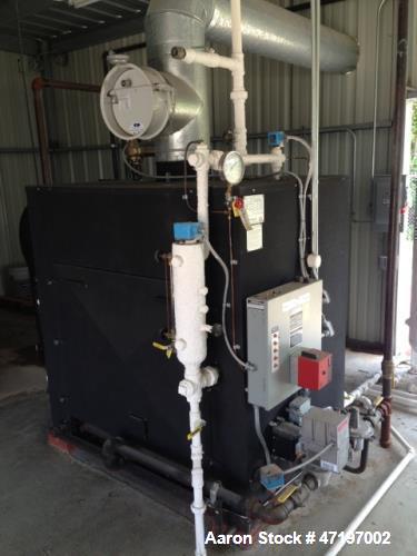 Used Parker Boiler, Model 104-30. 30hp at 125 PSI, natural gas fired, 1.26mm btu / hr. Includes boiler feed water softener and tank. Water softener tank and boiler feed water return system.