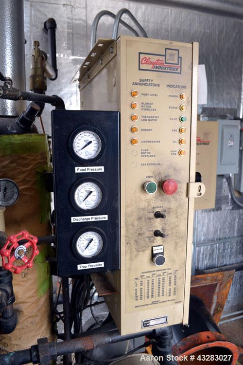 Used- Clayton Industries Oil Fired Steam Generator, Model EO-60-1. Boiler horsepower 60 bhp, heat input gas 2,510,625 btu/hr...