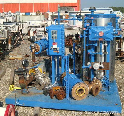 Used Fulton Electric Thermal Fluid Heater, Model FT-0150-N. 150,000 BTU/HR. 44 kW, 150 psi working pressure. Includes (2) Pfaudler 25 square foot carbon steel shell and tube chilled water coolers, ra...