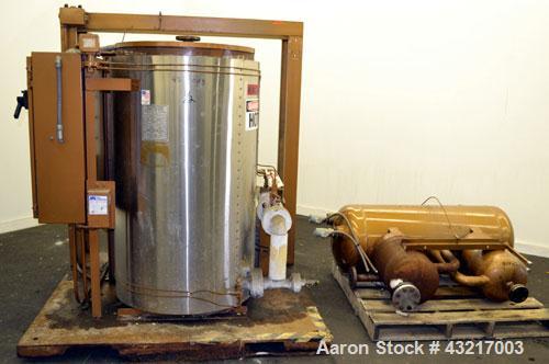 Used Fulton Electric Thermal Fluid Heater, Model FT-0150-N. 144000000 BTU/HR. 44 KW, 150 psi working pressure. 3 Phases, 460 volts. Skid mounted with deaerator tank, control panel, and pump. Includes...