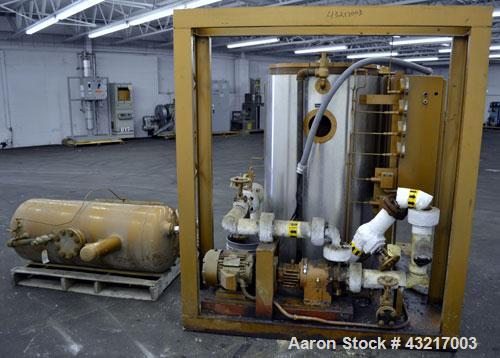 Used Fulton Electric Thermal Fluid Heater, Model FT-0150-N. 144000000 BTU/HR. 44 KW, 150 psi working pressure. 3 Phases, 460 volts. Skid mounted with deaerator tank, control panel, and pump. Includes...