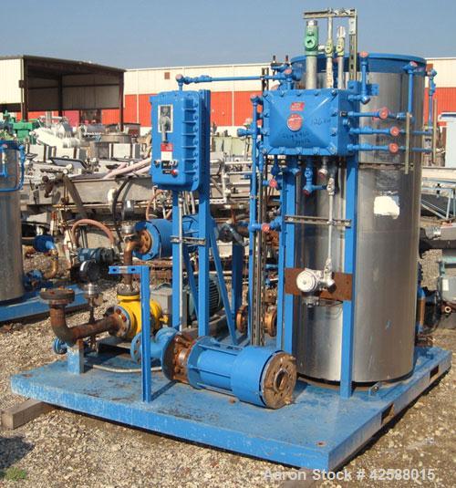 Used Fulton Electric Thermal Fluid Heater, Model FT-0430-N. 429,000 BTU/HR. 126 kW, 150 psi working pressure. Includes (2) Pfaudler 80 square foot carbon steel shell and tube chilled water coolers, r...