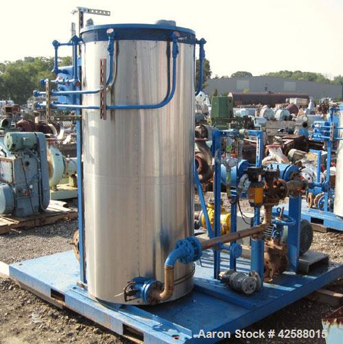 Used Fulton Electric Thermal Fluid Heater, Model FT-0430-N. 429,000 BTU/HR. 126 kW, 150 psi working pressure. Includes (2) Pfaudler 80 square foot carbon steel shell and tube chilled water coolers, r...