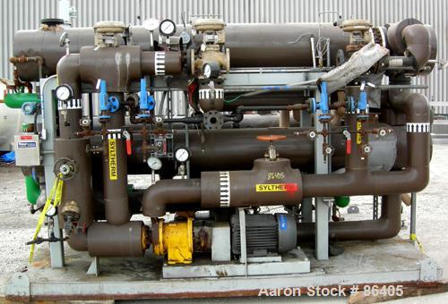Used Kam thermal U-tube heat exchanger, approximately 101 square feet. 304 stainless steel tubes rated 200 psi at 400 degrees F., carbon steel shell/head rated 200 psi at 400 degrees F. Serial# 9034,...