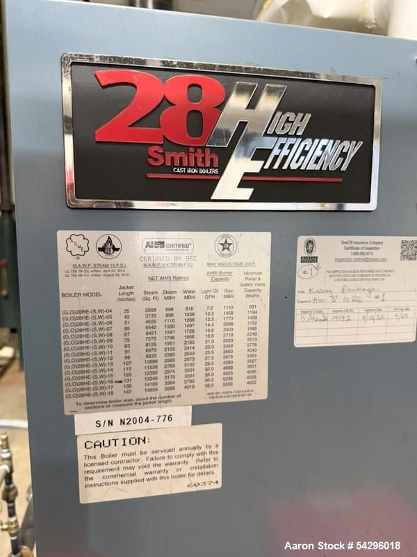 Used Smith 28HE Series Cast Iron Steam Power-Burner Boiler.