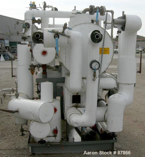 USED: Syltherm skid consisting of (1) ITT shell and tube heat exchanger, shell and tubes rated 150 psi at 375 deg F; (1) Goulds centrifugal pump, model 3296, 316 stainless steel, rated 135 gallons pe...