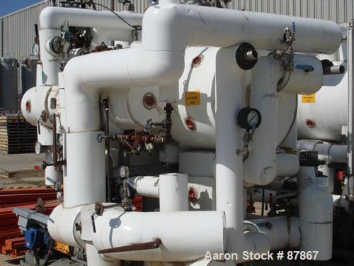USED: Syltherm skid consisting of (1) ITT shell and tube heat exchanger, shell and tubes rated 150 psi at 375 deg F; (1) Goulds centrifugal pump, model 3296, 316 stainless steel, rated 135 gallons pe...