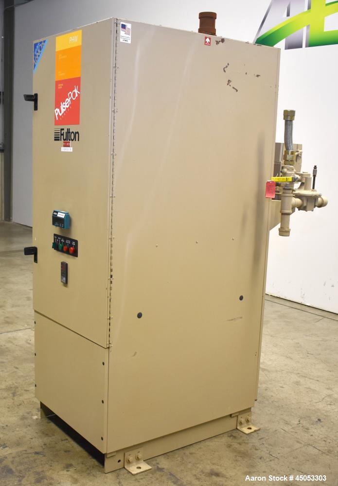 Used Fulton PulsePak Hydronic Boiler, Model PHW-950SM. Input 950/190K BTU per hour. Output 855/171k BTU per hour. Design Pressure: 160 psi working pressure. Water content 42 gallons. Set up for natur...