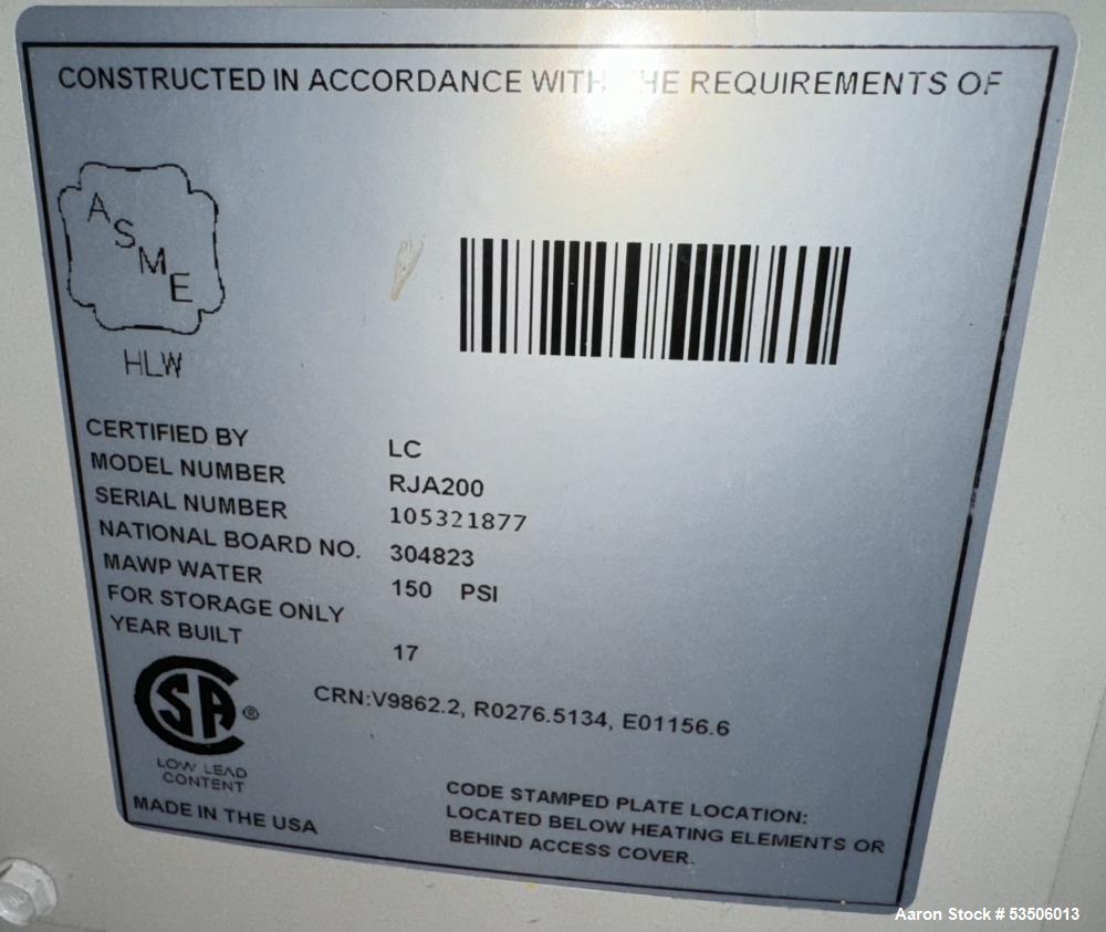 Used Lochinvar Hot Water System – AWN501PM Heater, 500,000 BTU/hr