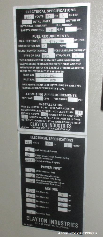 Used Clayton Boiler/Steam Generator