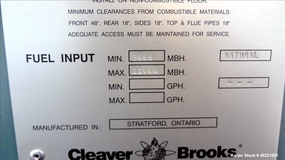 Used Cleaver Brooks FLX Flexible Water Tube Boiler, Model FLX-700-1100-160HW