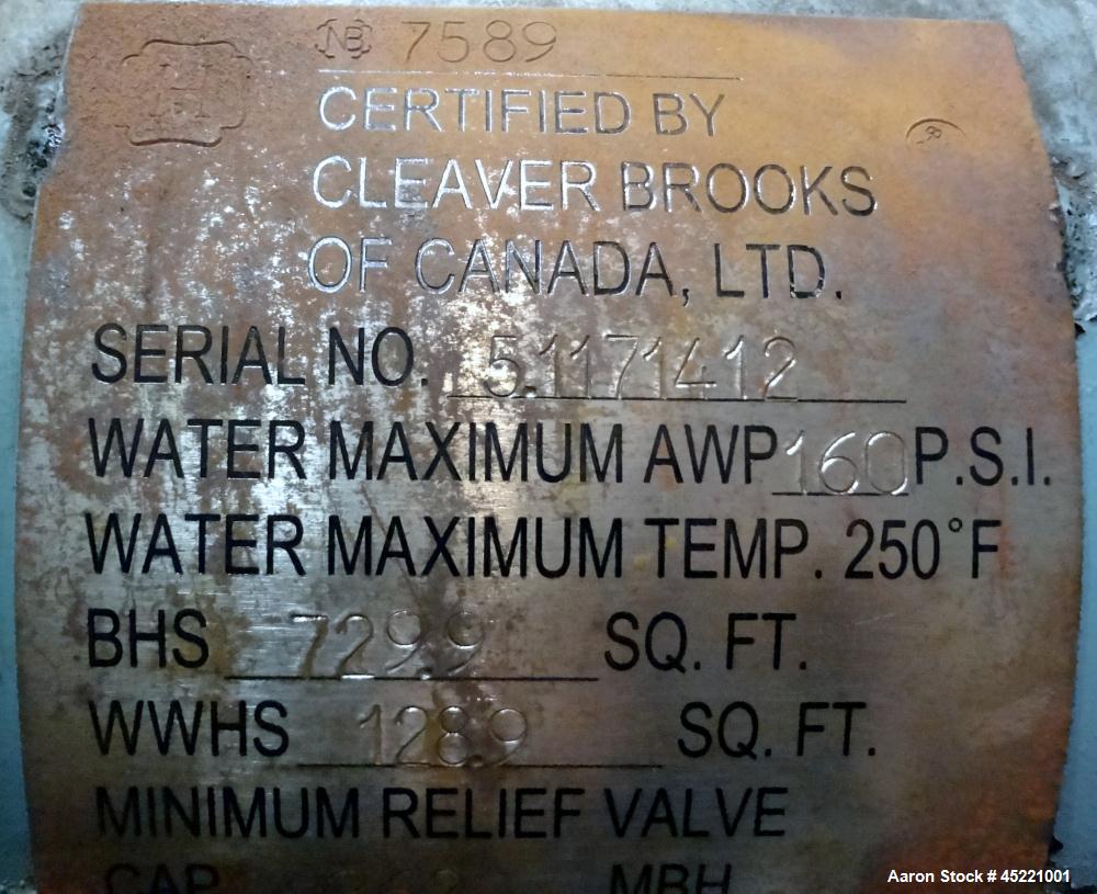 Used Cleaver Brooks FLX Flexible Water Tube Boiler, Model FLX-700-1100-160HW
