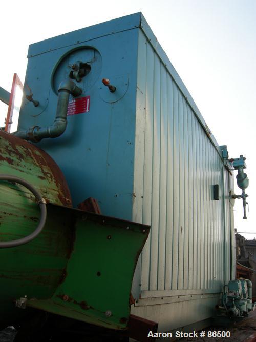 Used Cleaver Brooks Commercial Water Tube Boiler, Model M4W-5000, Series 700 MG. Natural gas firing, approximate 6000 CFH. Max input 6,000,000 BTU/HR, max output 4,800,000 BTU/HR. 4124 LBS/HR of stea...