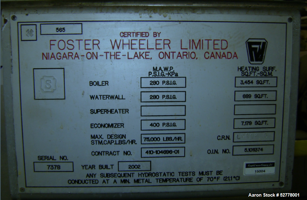 Used-Foster Wheeler D-Type Water Tube Boiler