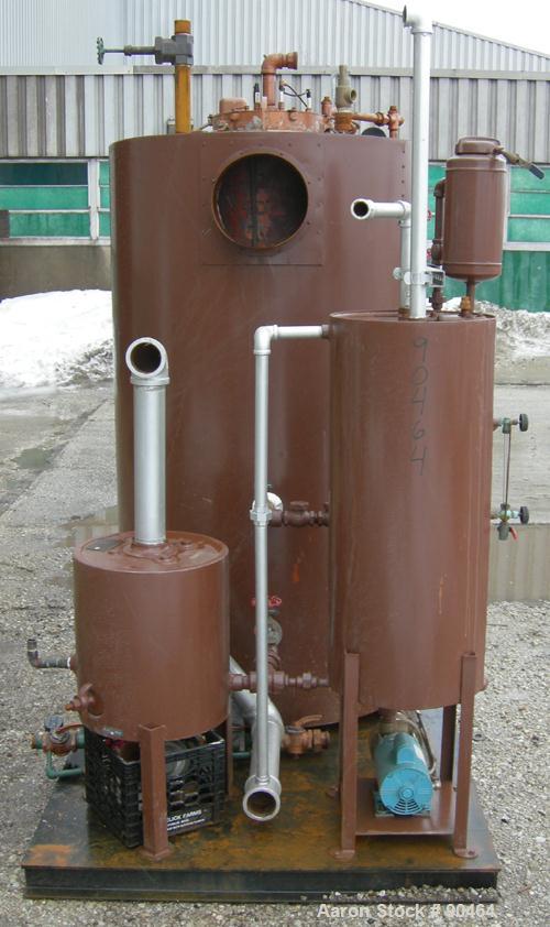 USED: Fulton Fuel Fired Steam Boiler, model FB-030-A, 30 hp, vertical design. Rated 1035 pounds of steam per hour, maximum working pressure 150 psi. Skid mounted with a control panel, condensate retu...