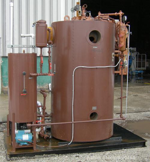 USED: Fulton Fuel Fired Steam Boiler, model FB-030-A, 30 hp, vertical design. Rated 1035 pounds of steam per hour, maximum working pressure 150 psi. Skid mounted with a control panel, condensate retu...