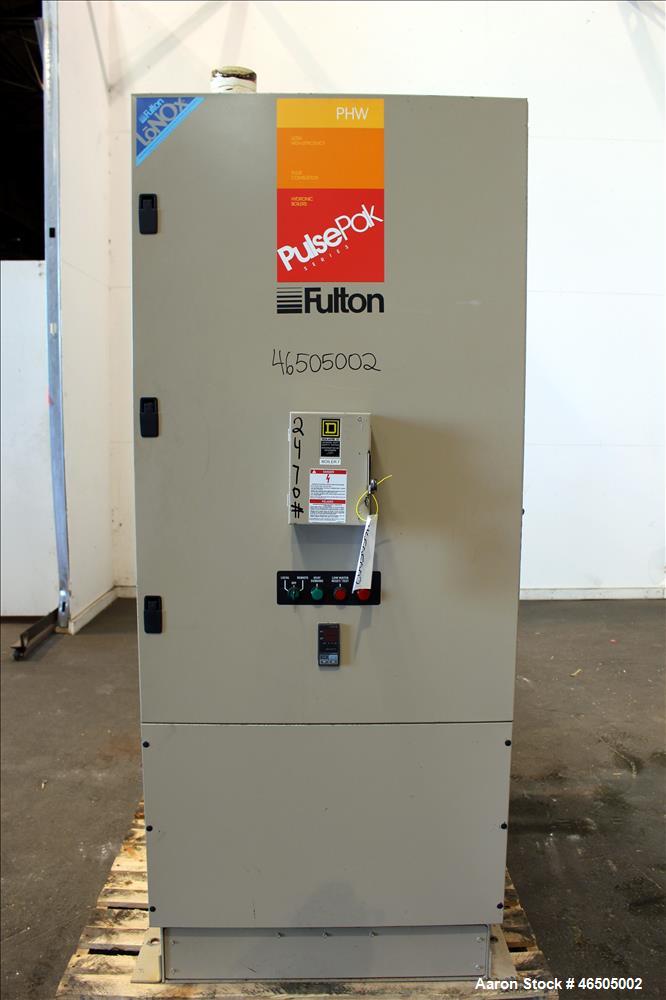 Used Fulton PulsePak Combustion Hydronic Boiler, Model PHW-1400SM. 1,400,000 BTU/HR. Approximate 36 bhp, 160 psi working pressure. Natural Gas. Water content 80 gallons. Includes temperature controll...