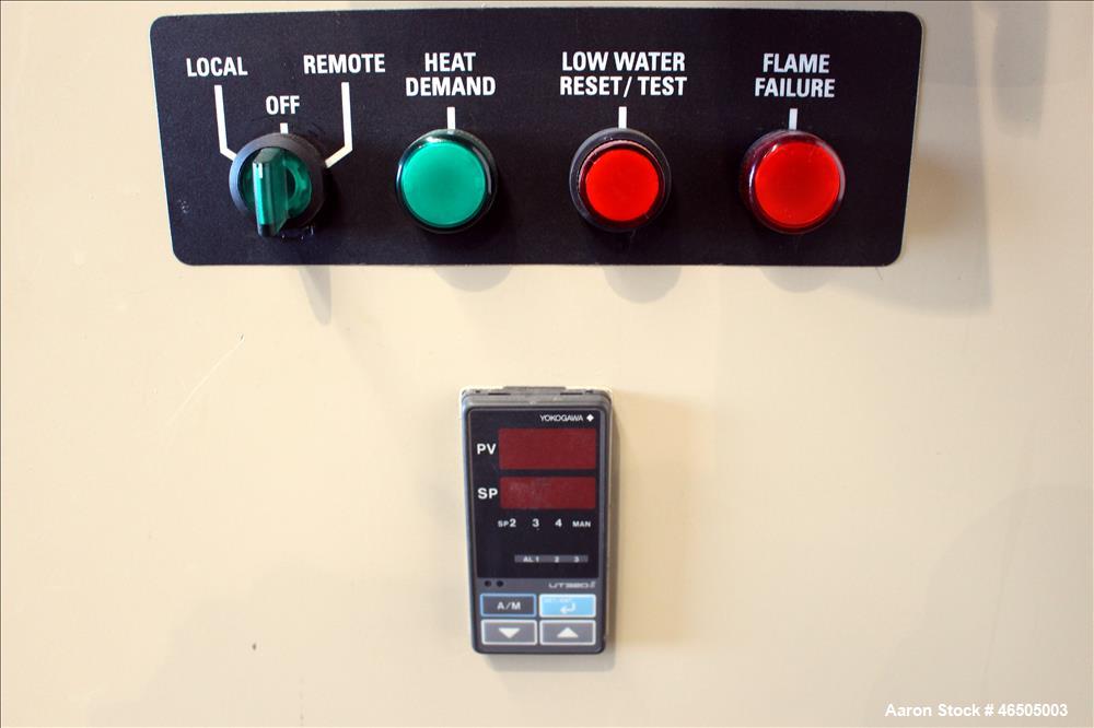 Used Fulton PulsePak Combustion Hydronic Boiler, Model PHW-1400SM. 1,400,000 BTU/HR. Approximate 36 bhp, 160 psi working pressure. Natural Gas. Water content 80 gallons. Includes temperature controll...