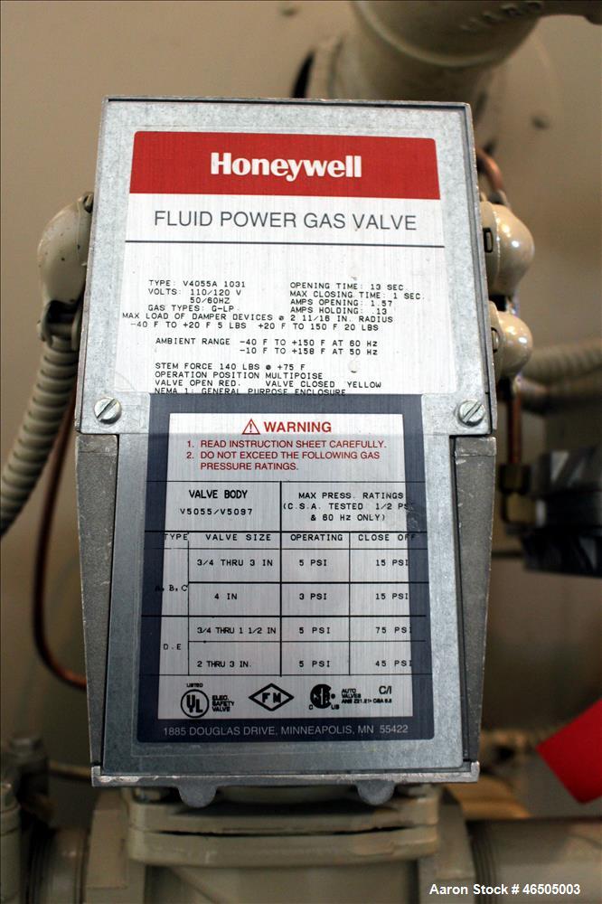 Used Fulton PulsePak Combustion Hydronic Boiler, Model PHW-1400SM. 1,400,000 BTU/HR. Approximate 36 bhp, 160 psi working pressure. Natural Gas. Water content 80 gallons. Includes temperature controll...