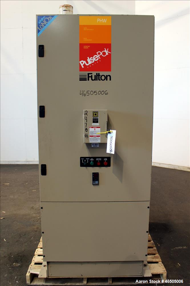 Used Fulton PulsePak Combustion Hydronic Boiler, Model PHW-1400SM. 1,400,000 BTU/HR. Approximate 36 bhp, 160 psi working pressure. Natural Gas. Water content 80 gallons. Includes temperature controll...