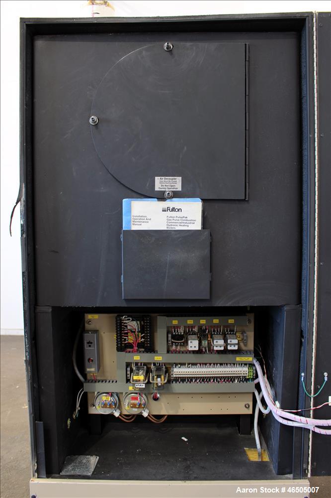 Used Fulton PulsePak Combustion Hydronic Boiler, Model PHW-1400SM. 1,400,000 BTU/HR. Approximate 36 bhp, 160 psi working pressure. Natural Gas. Water content 80 gallons. Includes temperature controll...