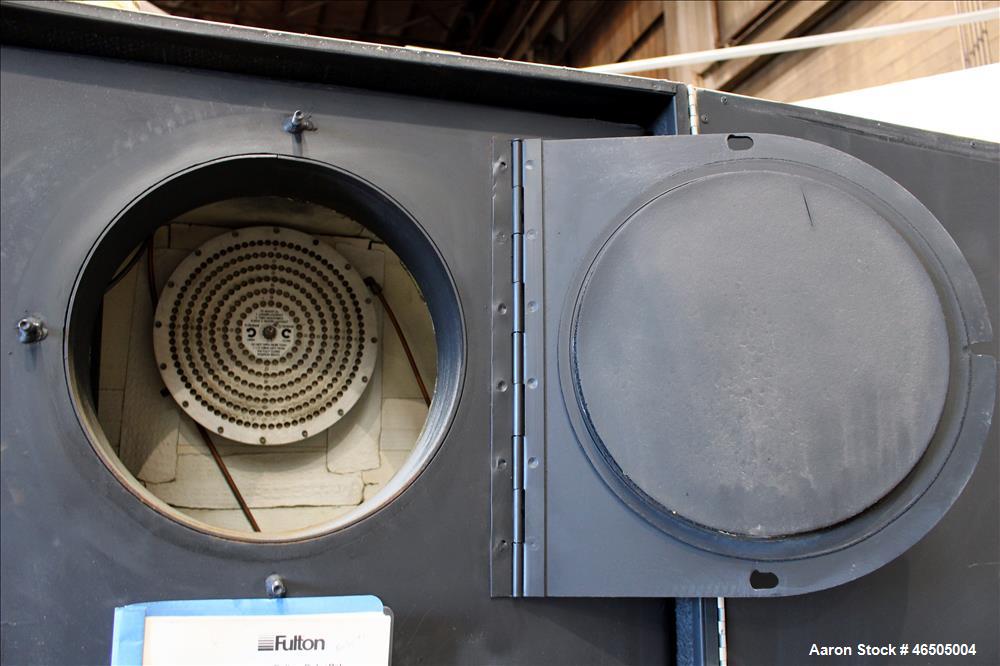 Used Fulton PulsePak Combustion Hydronic Boiler, Model PHW-1400SM. 1,400,000 BTU/HR. Approximate 36 bhp, 160 psi working pressure. Natural Gas. Water content 80 gallons. Includes temperature controll...