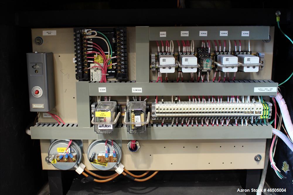 Used Fulton PulsePak Combustion Hydronic Boiler, Model PHW-1400SM. 1,400,000 BTU/HR. Approximate 36 bhp, 160 psi working pressure. Natural Gas. Water content 80 gallons. Includes temperature controll...