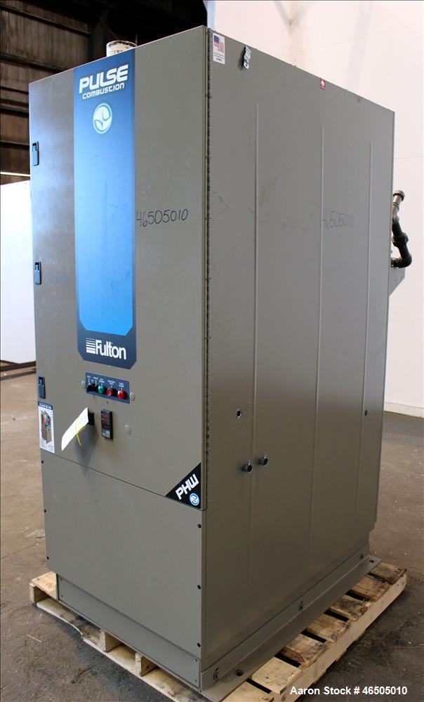 Used Fulton PulsePak Combustion Hydronic Boiler, Model PHW-1400. 1,400,000 BTU/HR. Approximate 36 bhp, 160 psi working pressure. Natural Gas. Water content 80 gallons. Includes temperature controller...