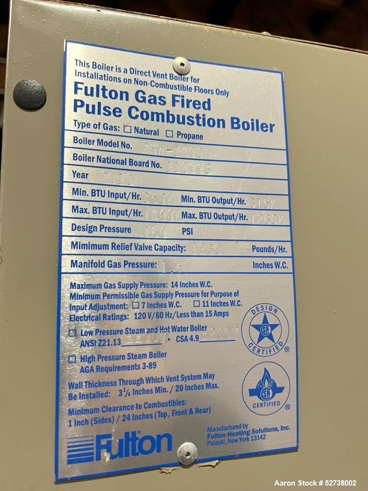 Fulton Gas Fired PHW-1400 Pulse Combustion Boiler
