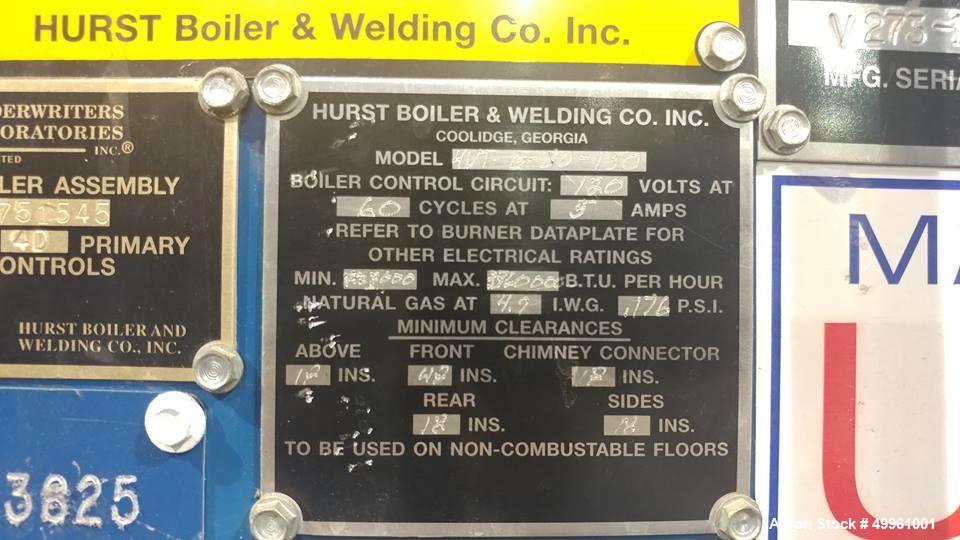 Used Hurst Vertical Steam Boiler, Model 4VT-G-80-150.