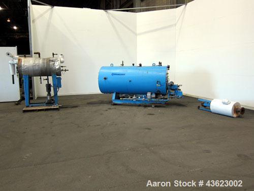 Used Kewanee Packaged Classic III Steam Boiler, Model H3S-50-G. 50 hp, mbh output 1674, 250 Square feet heating surface, 150 psig design pressure. Three pass design. Equipped with a Kewanne Forcedraf...