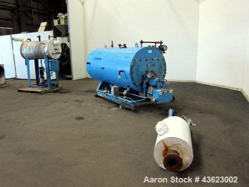 Used Kewanee Packaged Classic III Steam Boiler, Model H3S-50-G. 50 hp, mbh output 1674, 250 Square feet heating surface, 150 psig design pressure. Three pass design. Equipped with a Kewanne Forcedraf...