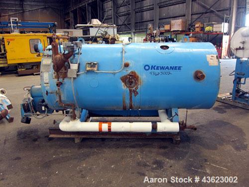 Used Kewanee Packaged Classic III Steam Boiler, Model H3S-50-G. 50 hp, mbh output 1674, 250 Square feet heating surface, 150 psig design pressure. Three pass design. Equipped with a Kewanne Forcedraf...
