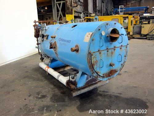 Used Kewanee Packaged Classic III Steam Boiler, Model H3S-50-G. 50 hp, mbh output 1674, 250 Square feet heating surface, 150 psig design pressure. Three pass design. Equipped with a Kewanne Forcedraf...
